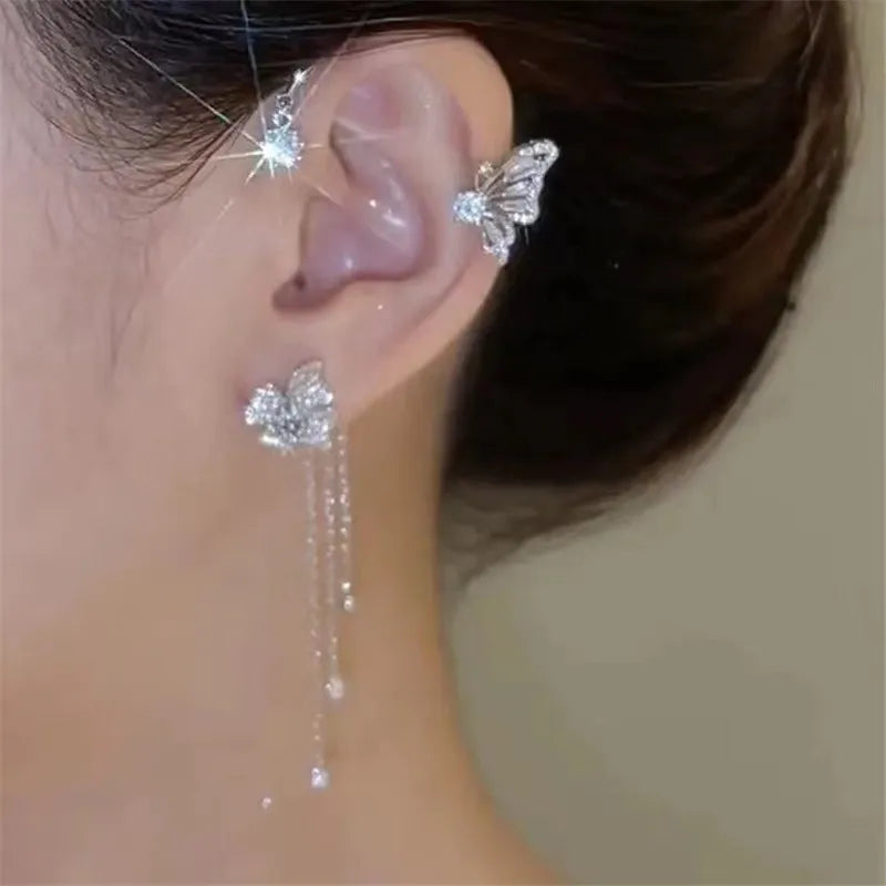 Zircon Flower Butterfly Ear Bone Clip