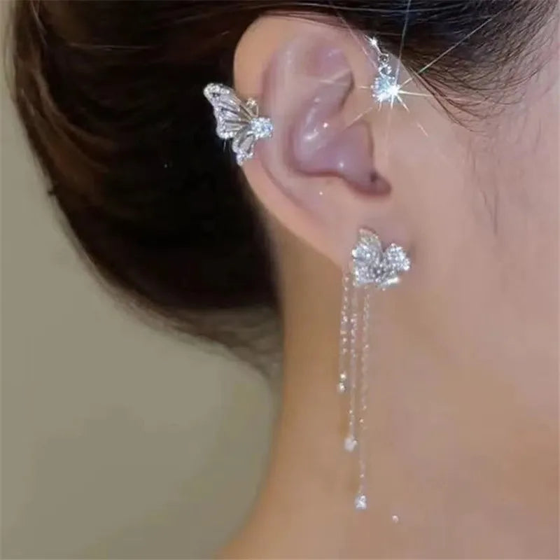 Zircon Flower Butterfly Ear Bone Clip