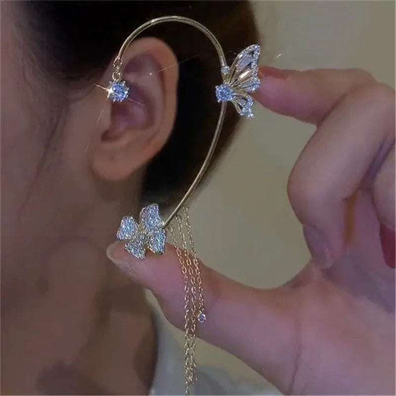 Zircon Flower Butterfly Ear Bone Clip