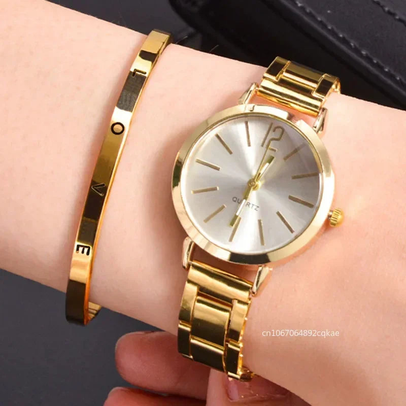 Luxury Women Simple 2pcs Watch