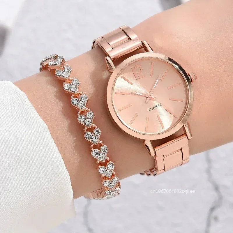 Luxury Women Simple 2pcs Watch