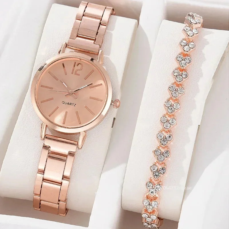 Luxury Women Simple 2pcs Watch