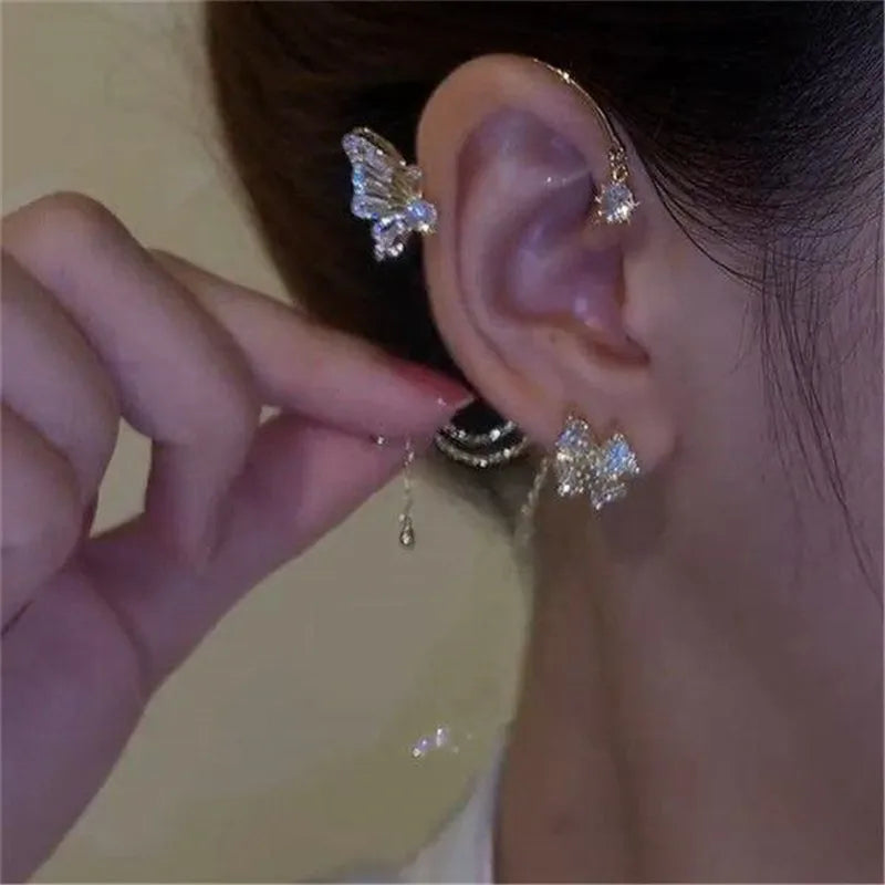 Zircon Flower Butterfly Ear Bone Clip